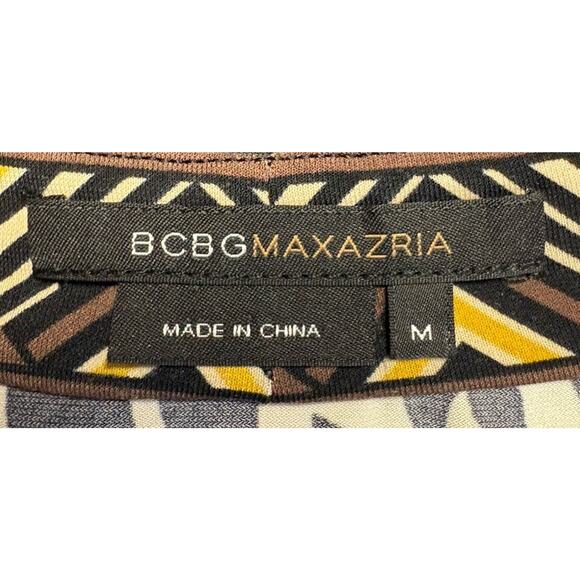 BCBG Y2K Vintage Womens Top Size Medium V Neck Brown Black Short Slv Faux Wrap - Picture 4 of 10